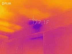 Infrared Image of Ceiling & Wall Damage from Rook Leak